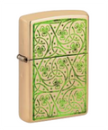 Zippo Celtic Shamrock Pattern Design, High Polish Brass Lighter #48806