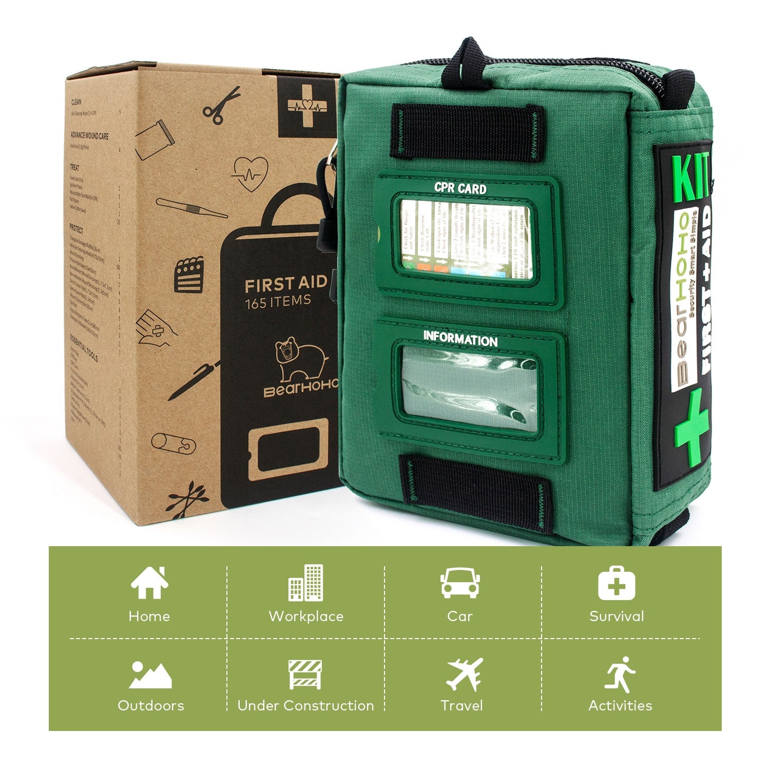 165 Pcs First Aid Kit 3 Section Large Size Portable Emergency Trauma Bag