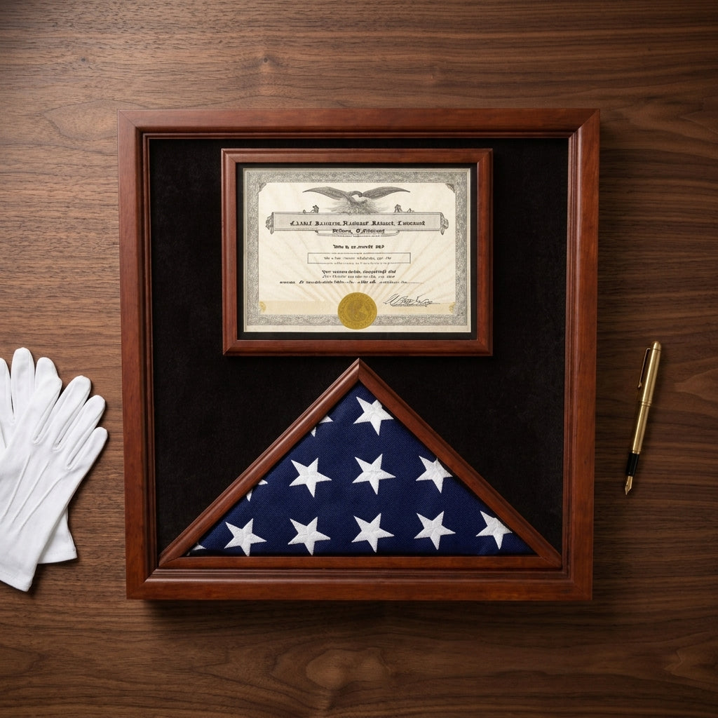 Award and flag display case - wall mounting
