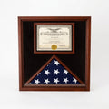 Extra Large Award and Flag Display Case for 3x5 flag, Cherry case with 3x5 flag