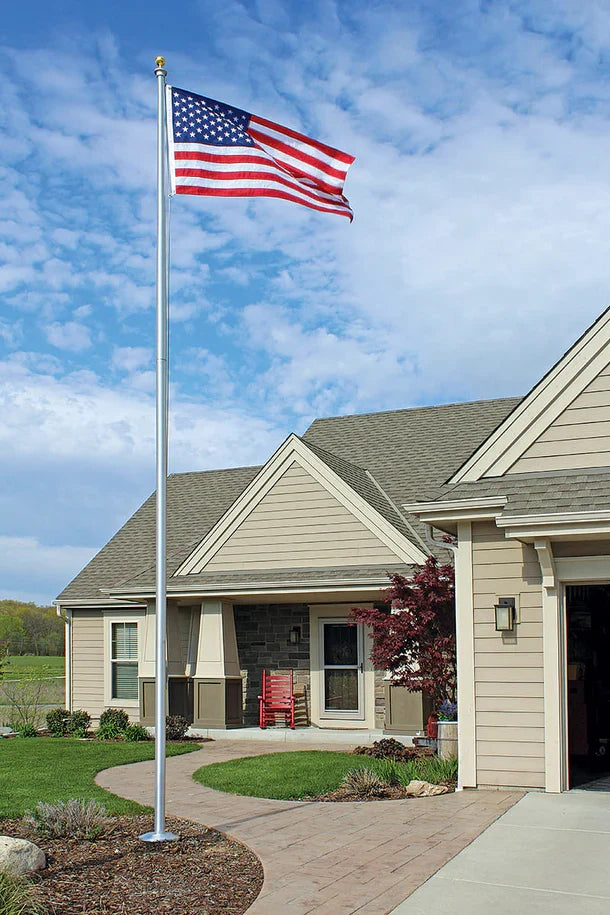 25’ Commercial-Grade Aluminum Flagpole 4-Section | Made in USA, UPS Shippable