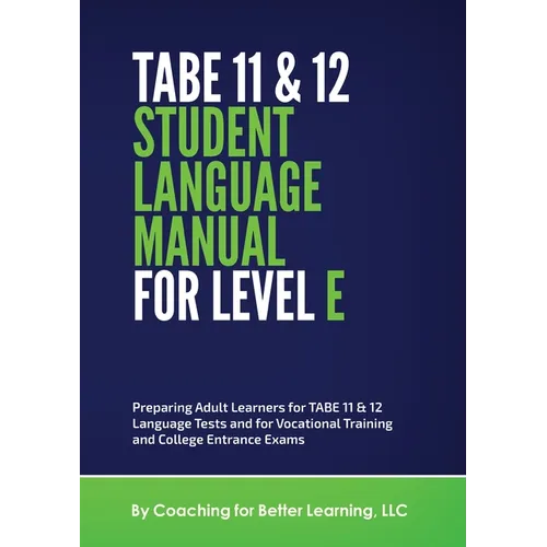 TABE 11 and 12 Student Language Manual for Level E - Paperback