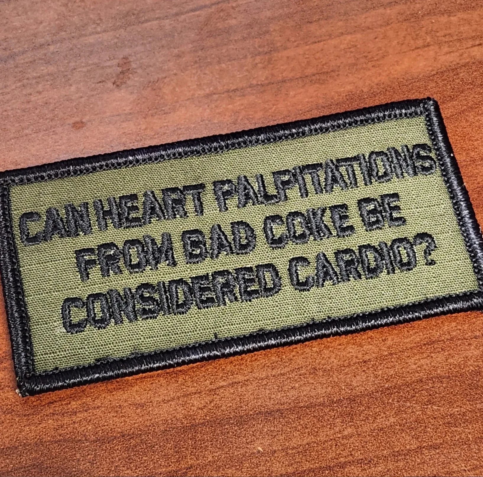 ASOS - Can Heart Palpitations from Bad Coke Be Considered Cardio? - 2x4 Patch - Olive Drab w/BLK