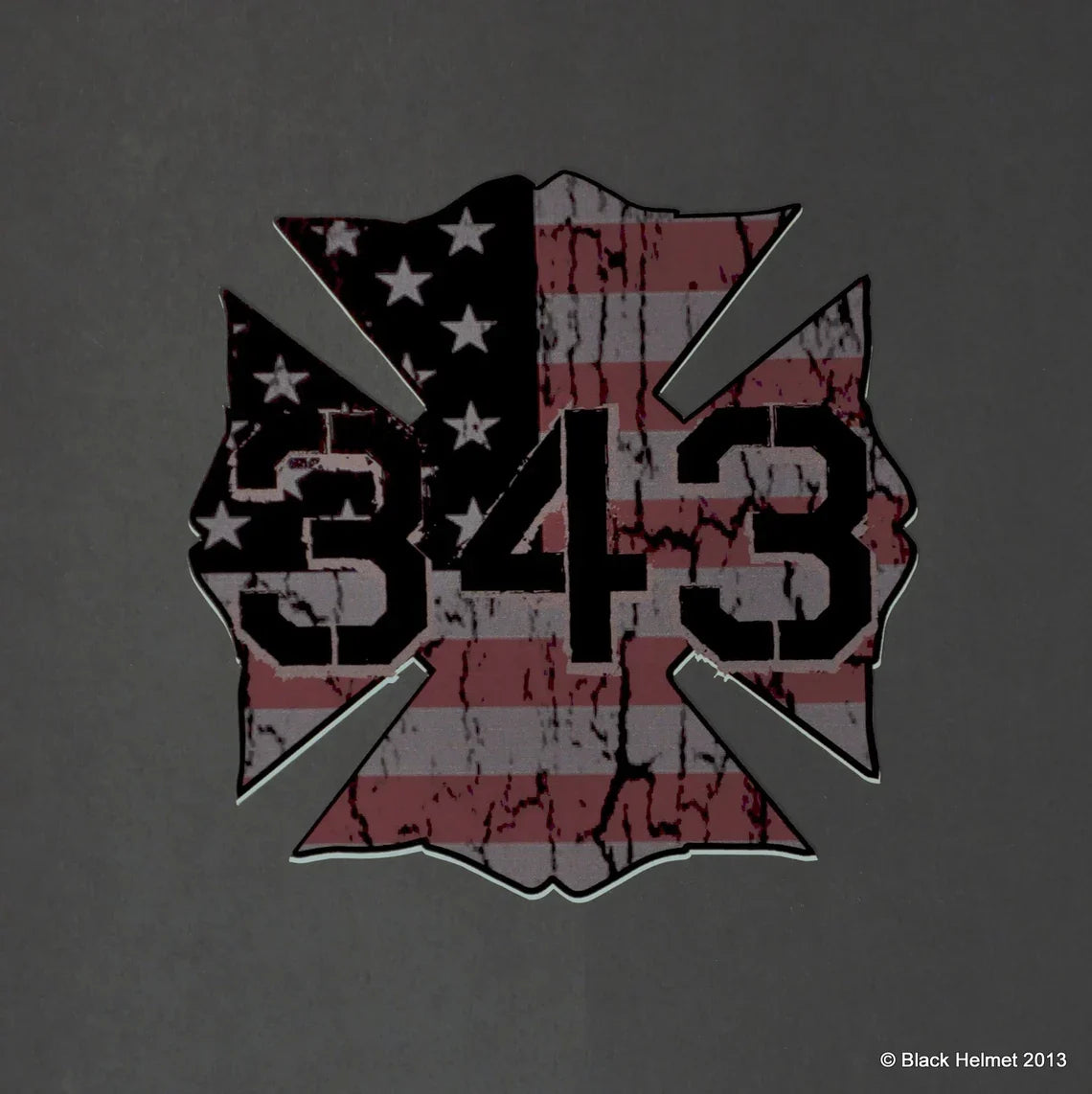 343 Distressed USA Flag Maltese Cross Decal