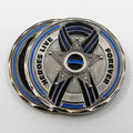 Heroes Live Forever 5 Point Star Thin Blue Line Ribbon Challenge Coin - Individual SKU: C120-0001