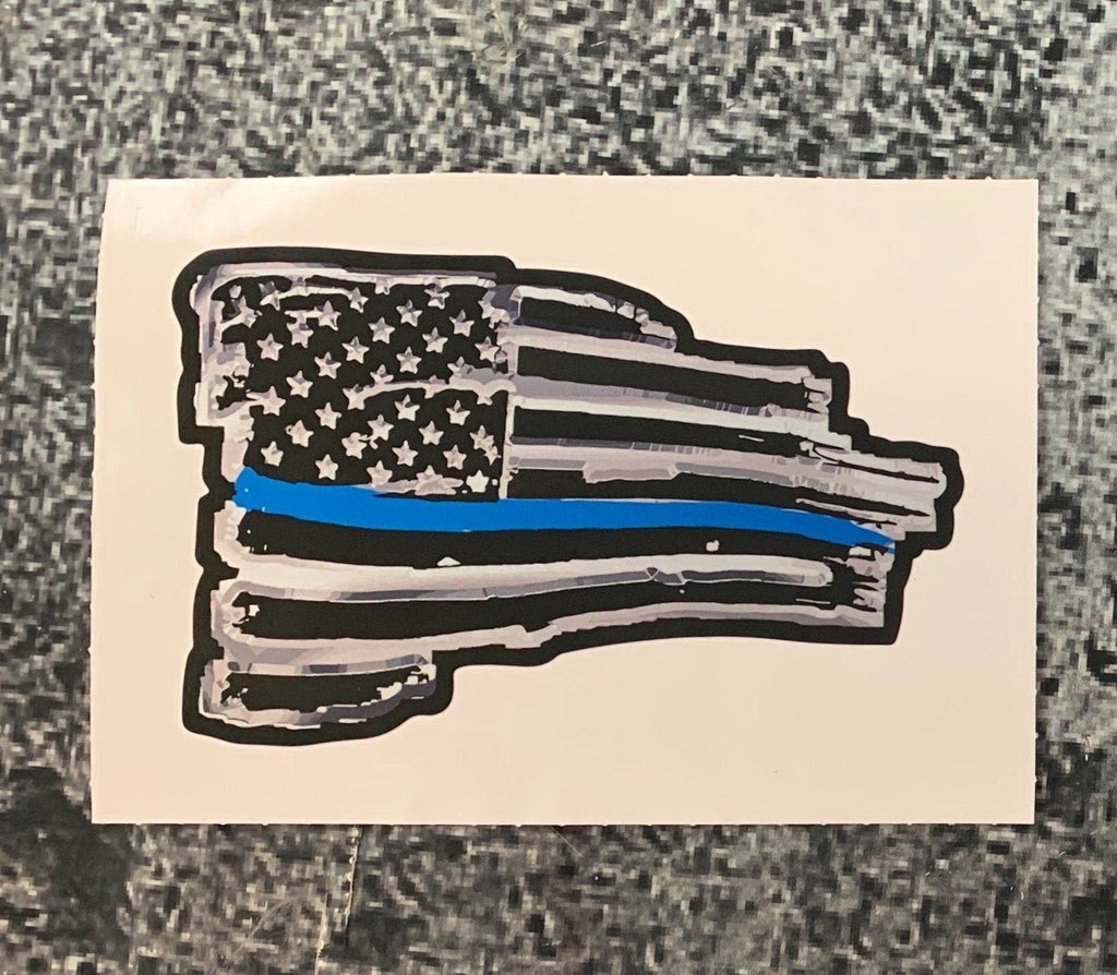Thin Blue Line USA Wavy Tethered Reflective Flag Decal