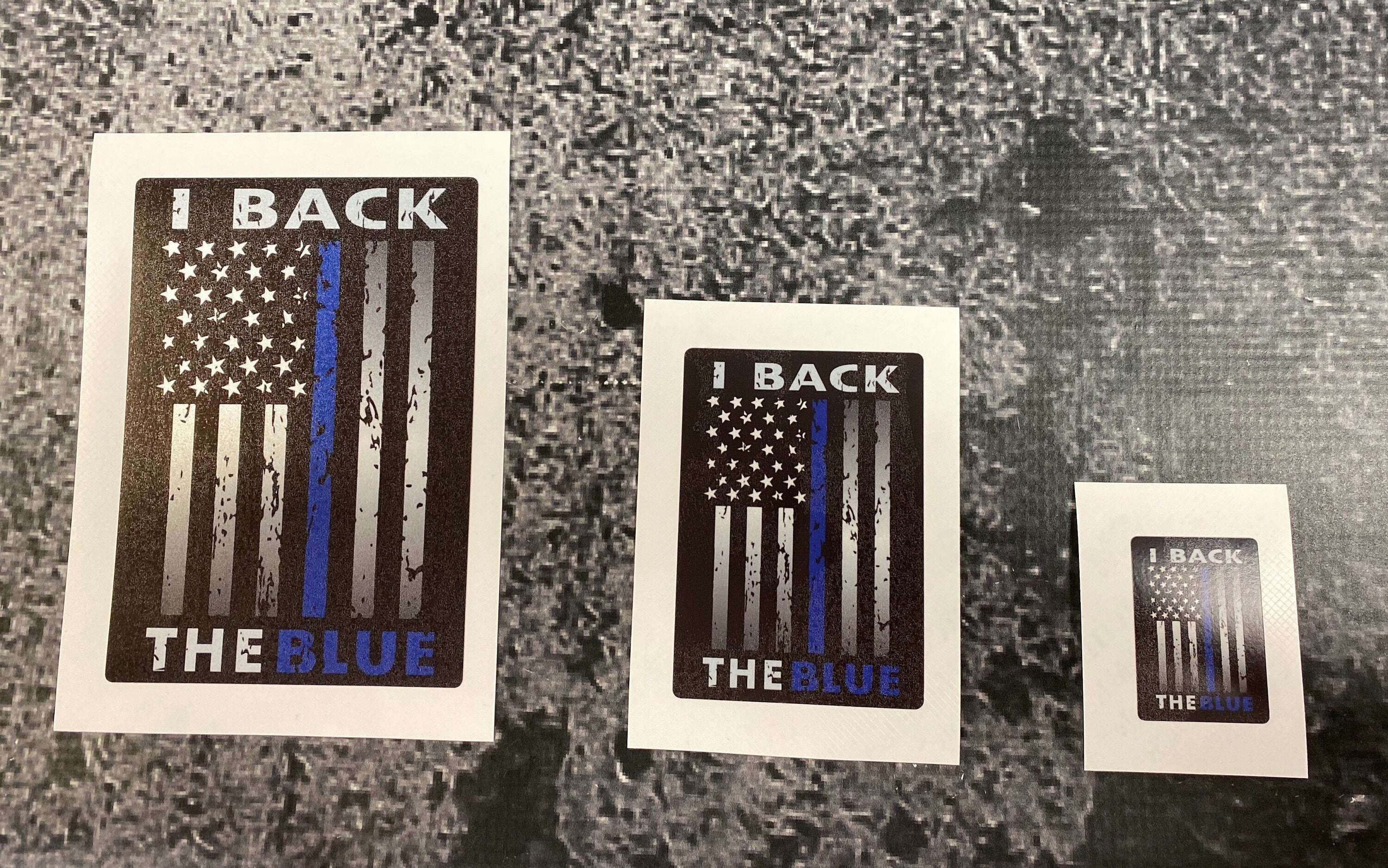 I Back The Blue Thin Blue Line Distressed USA Flag Metallic Reflective Decal