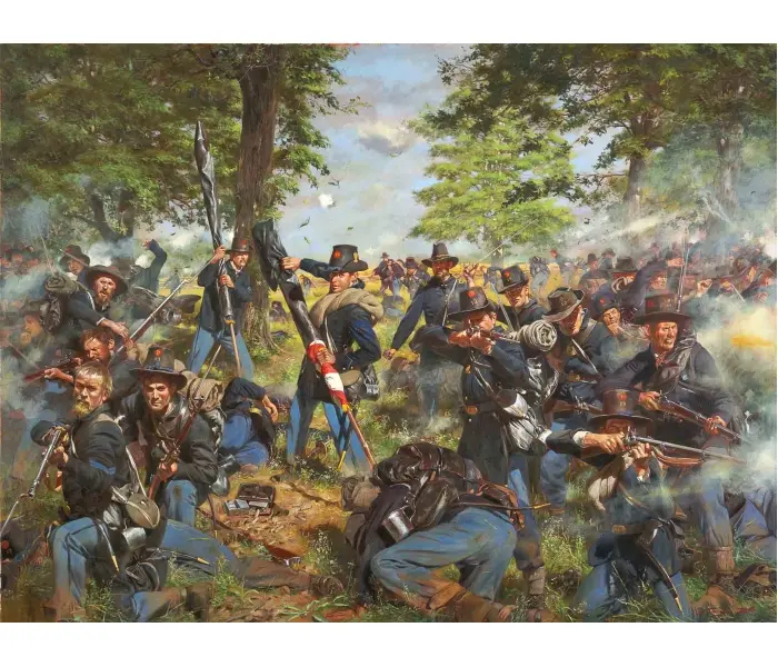 The Black Hats, 19th Indiana Regiment, Iron Brigade At Gettysburg, July 1, 1863
