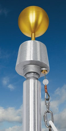 30' Internal Halyard Aluminum Flagpole - ECXAIH Series - 5" x .156"