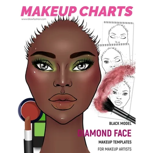 Makeup Charts - Face Templates for Makeup Artists: Black Model - DIAMOND face shape - Paperback
