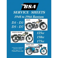 BSA BANTAM D1-D3-D5-D7 'SERVICE SHEETS' 1948-1966 RIGID, SPRING FRAME AND SWING ARM 125cc-150cc-175cc MODELS - Paperback