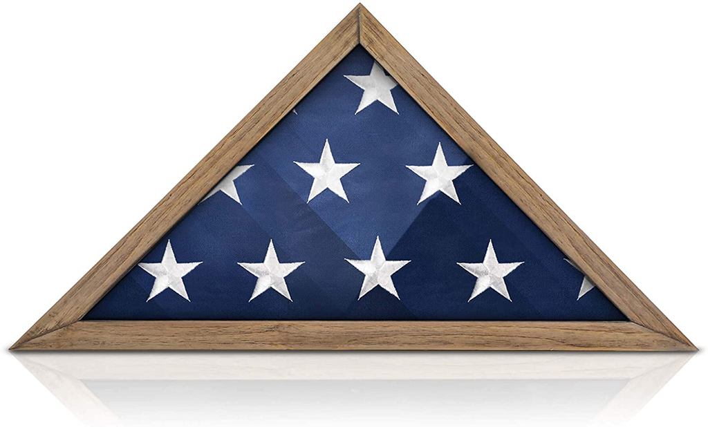 SOLID WOOD Military Flag Display Case for 9.5 x 5 American Veteran Burial Flag, Wall Mounted Burial Flag Frame
