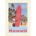 Vintage Lined Notebook Greetings from Hawaii, Long Board with Temperatures - Paperback