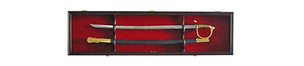1 Sword Display Case Cabinet Stand Holder Wall Rack Shadow Box with Lockable w/ 98% UV Protection
