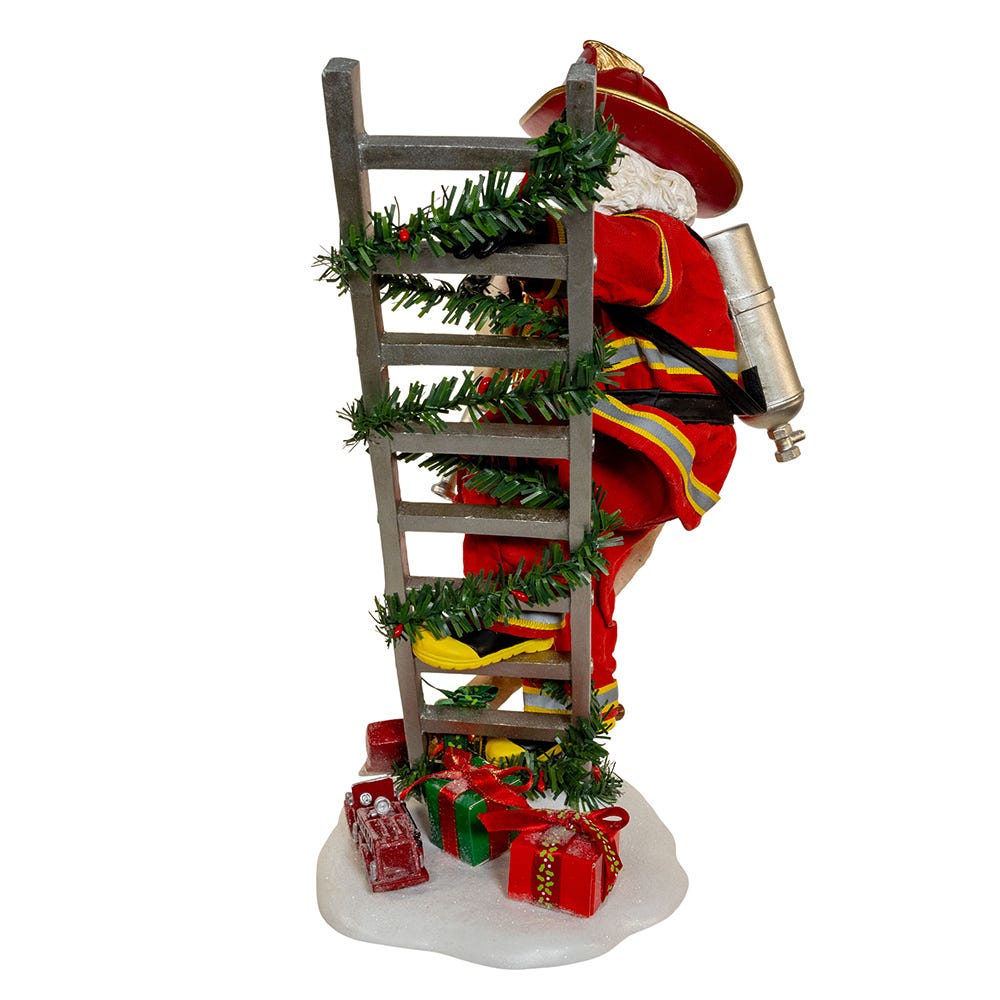 Fabriche Fireman Santa On Ladder - 11.5 Inch