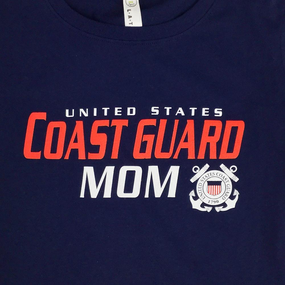 Ladies United States Coast Guard Mom T-Shirt (Navy)