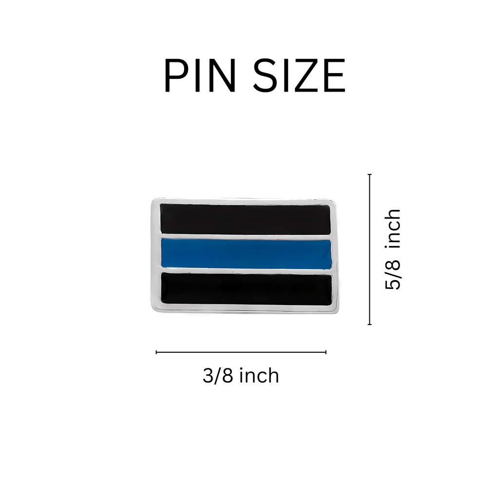 Law Enforcement Police Rectangle Blue Line Pins