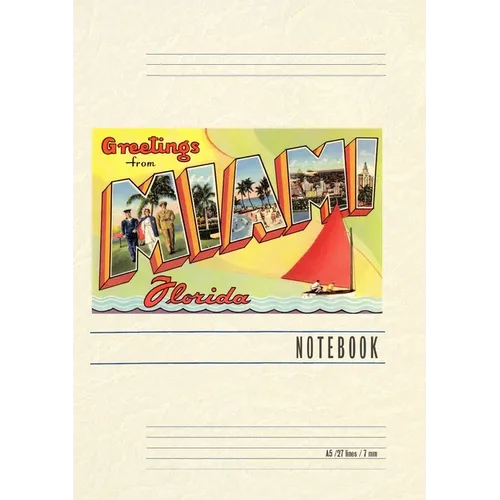 Vintage Lined Notebook Greetings from Miami, Florida