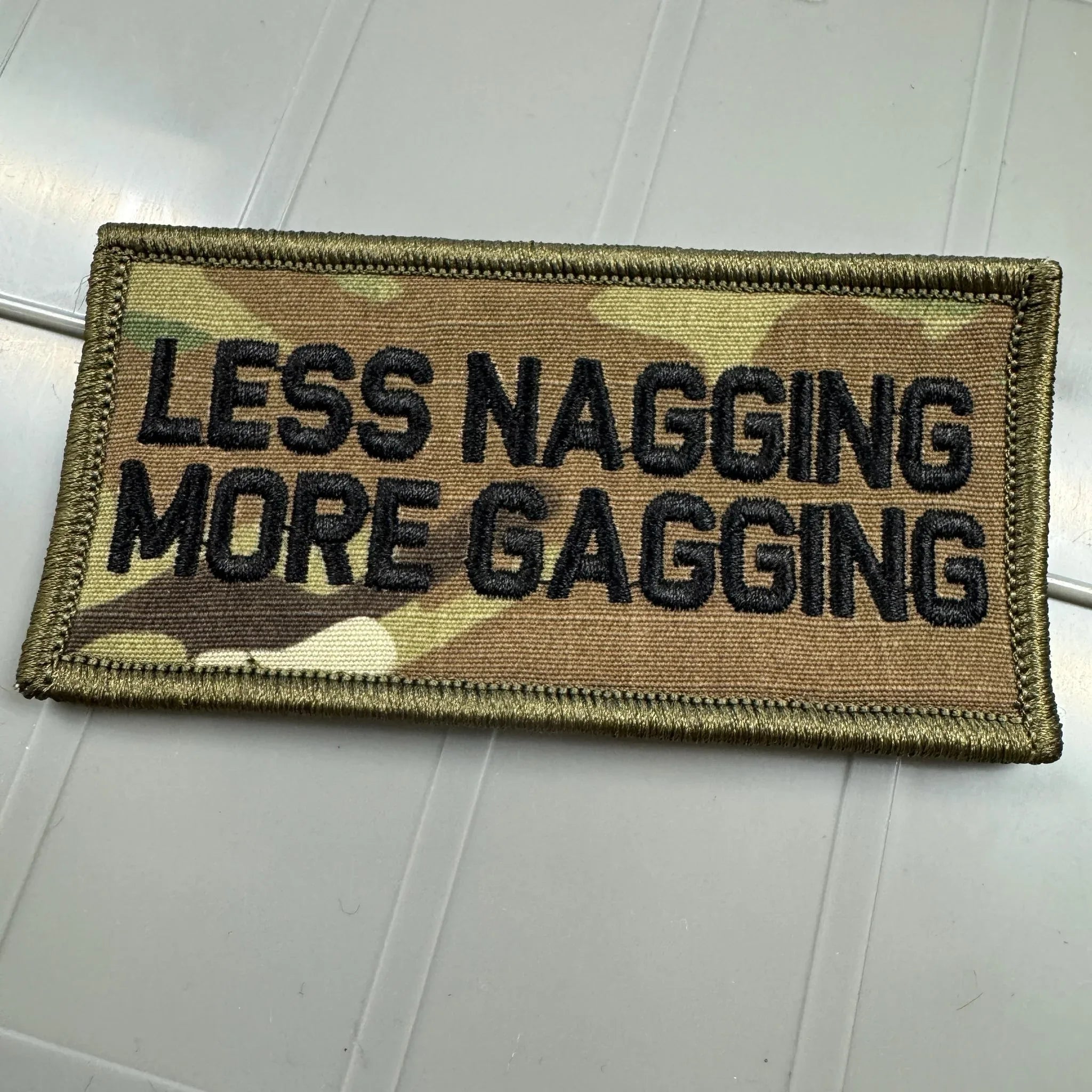 As Seen on Socials - Less Nagging More Gagging - 2x4 Patch - Multicam w/Black