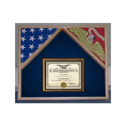 Military Flag Case For 2 Flags and Certificate Display Case with 4' x 6' Flag.