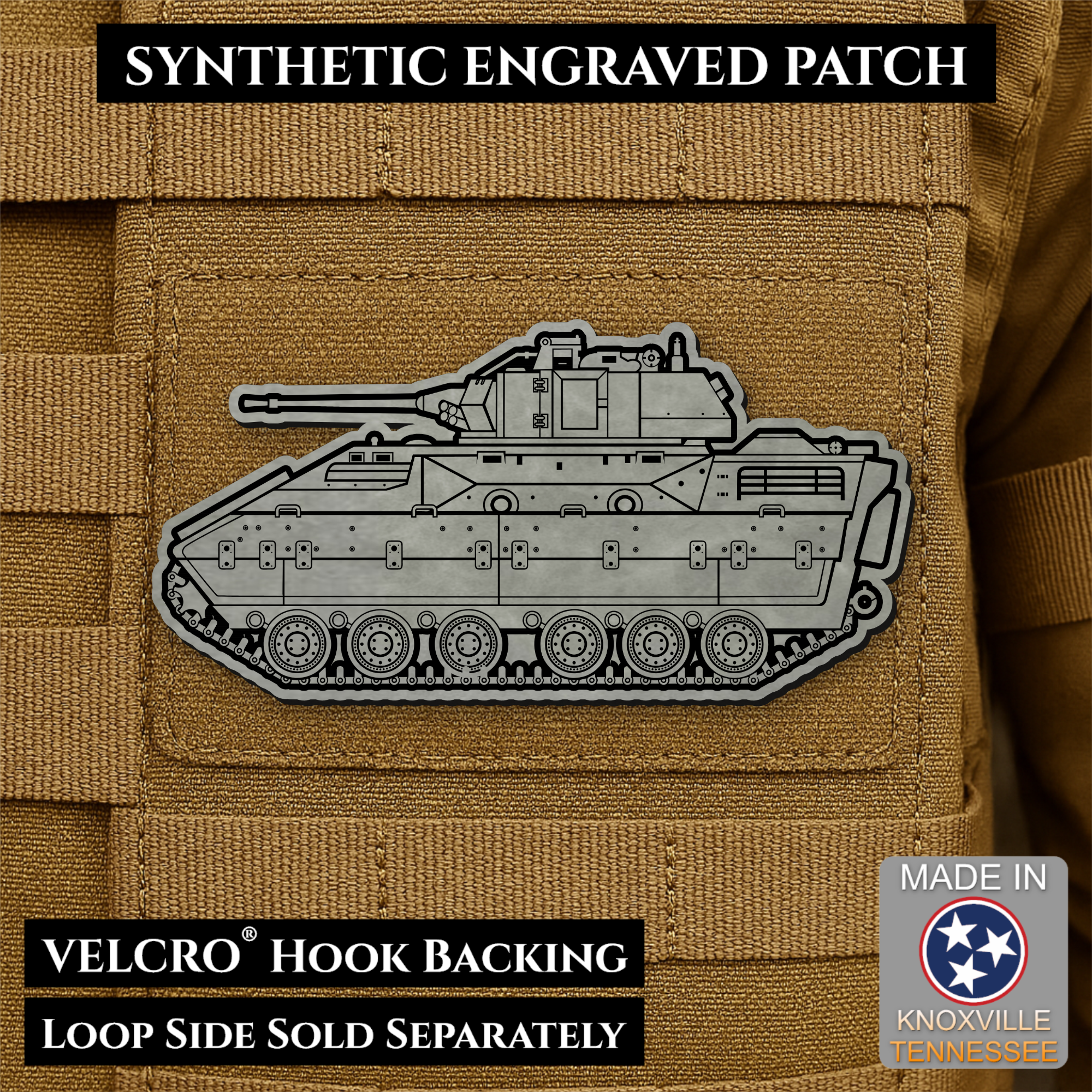 M2/M3 Bradley Fighting Vehicle Morale Patch, 1.4x3” | Made in USA | VELCRO® Brand Hook Backing