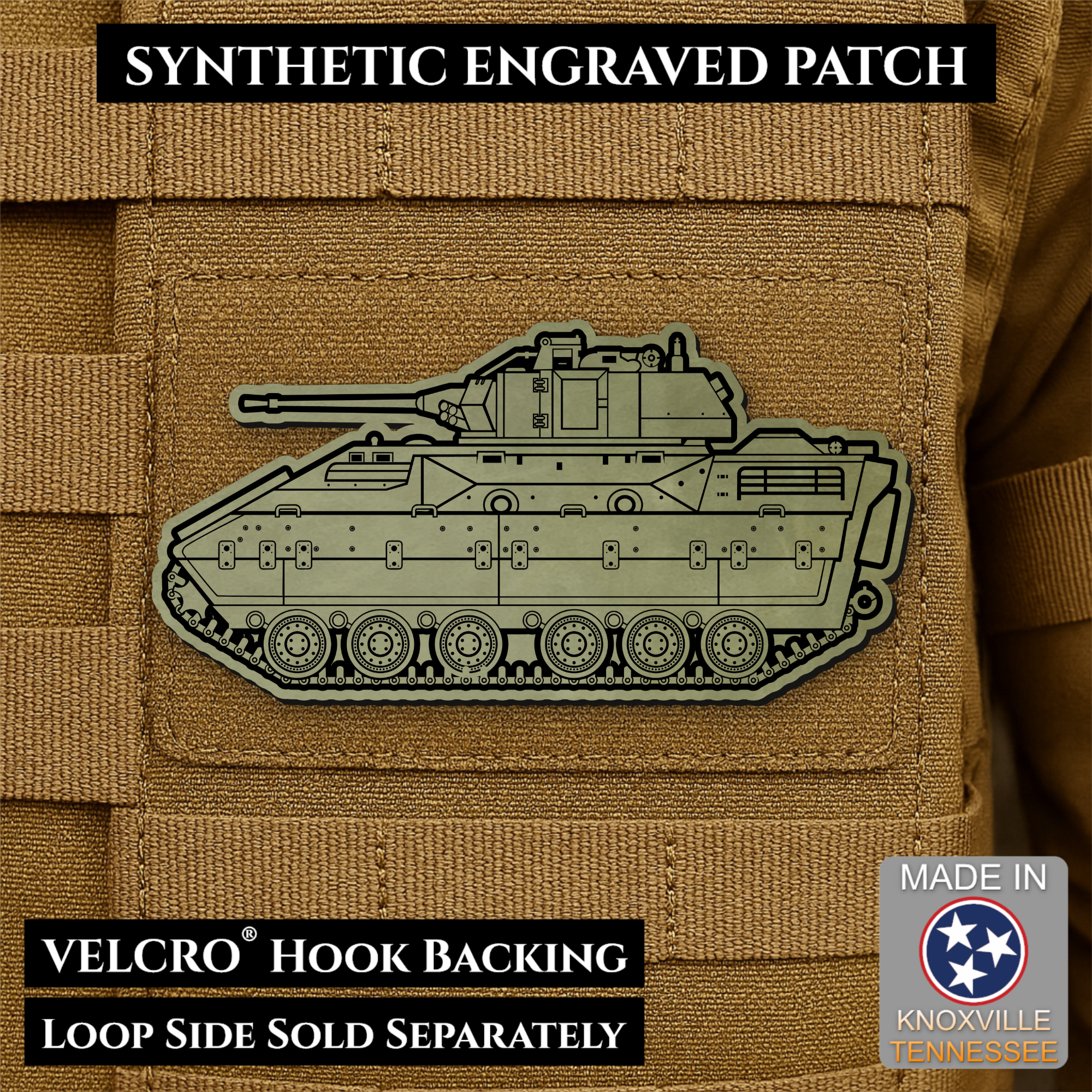 M2/M3 Bradley Fighting Vehicle Morale Patch, 1.4x3” | Made in USA | VELCRO® Brand Hook Backing