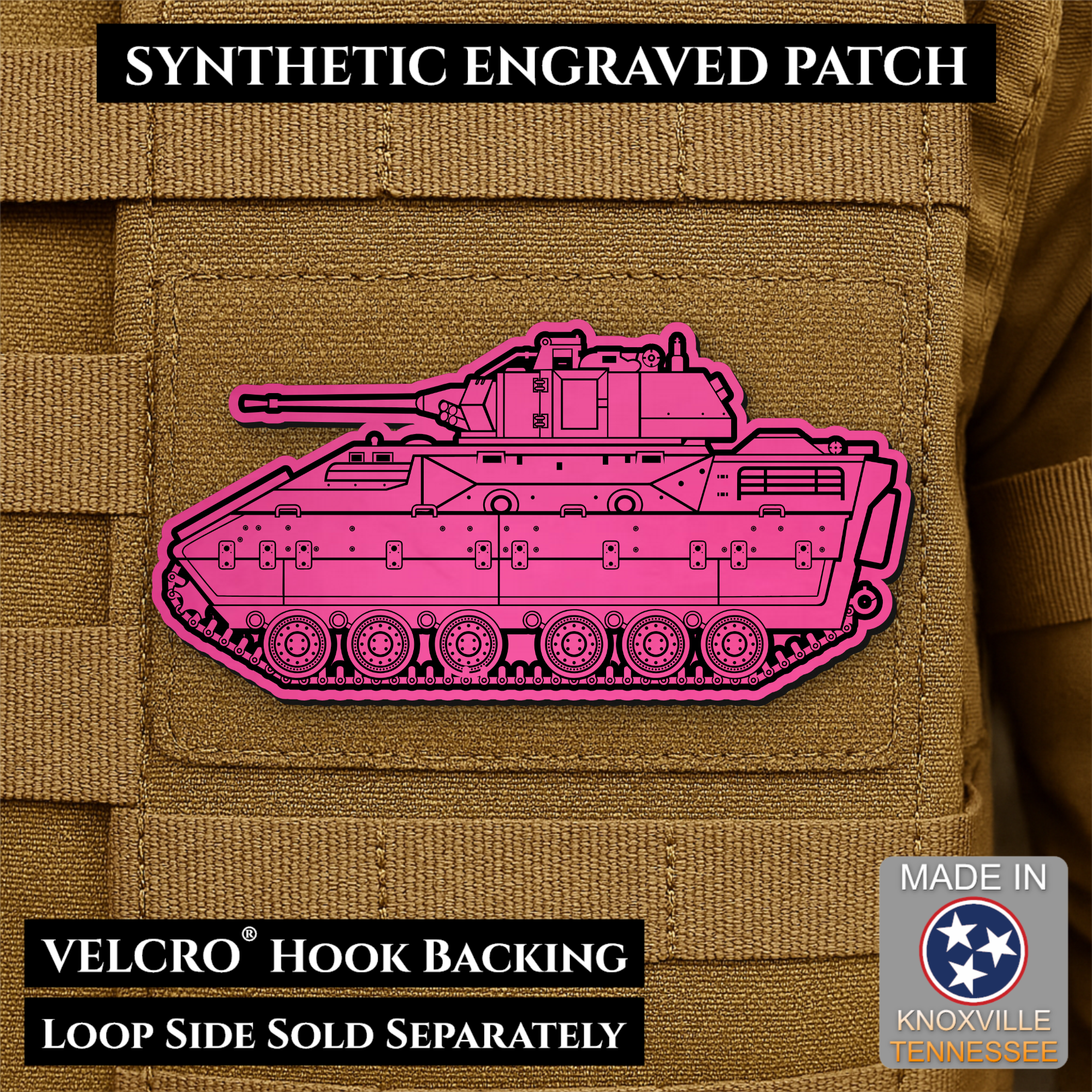 M2/M3 Bradley Fighting Vehicle Morale Patch, 1.4x3” | Made in USA | VELCRO® Brand Hook Backing