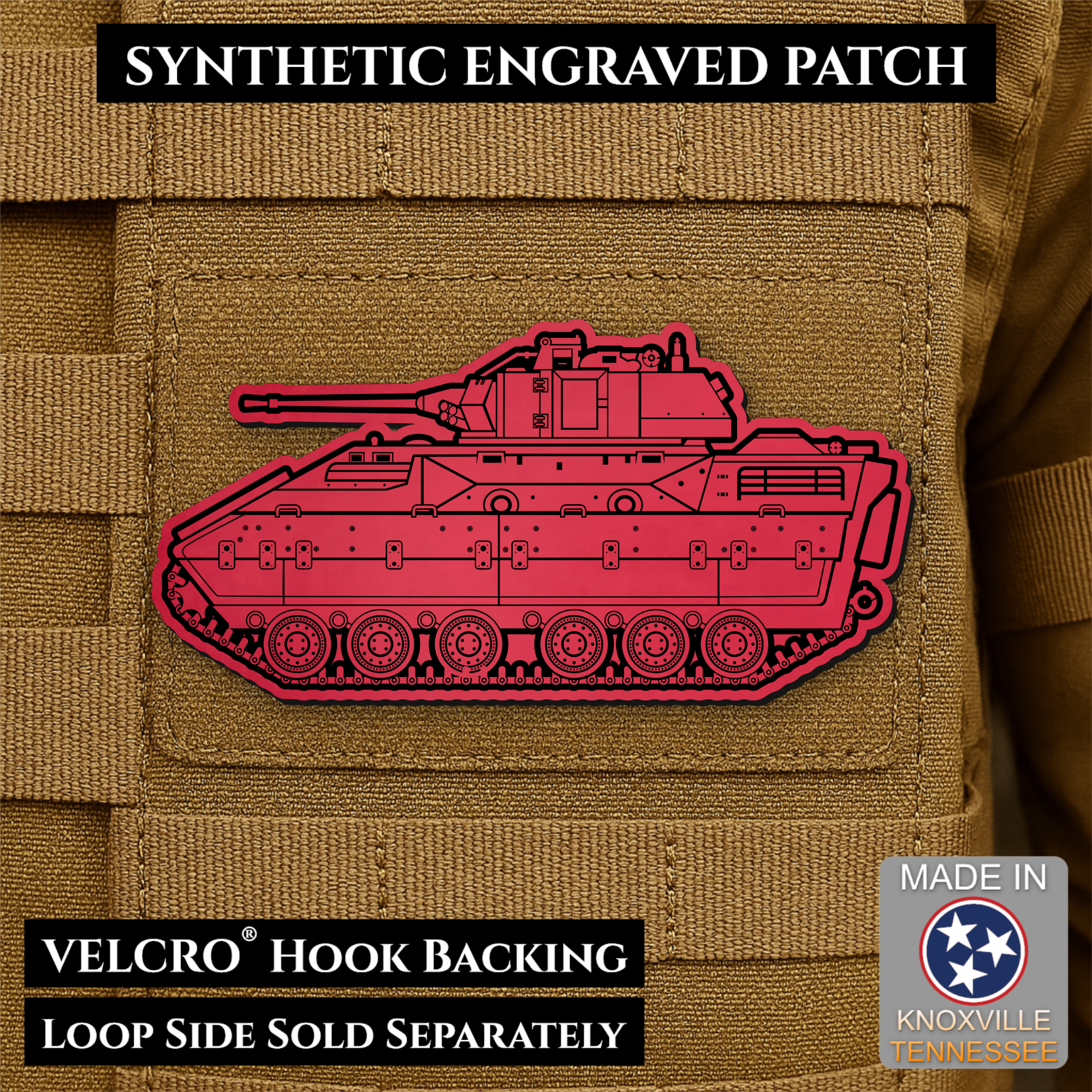 M2/M3 Bradley Fighting Vehicle Morale Patch, 1.4x3” | Made in USA | VELCRO® Brand Hook Backing