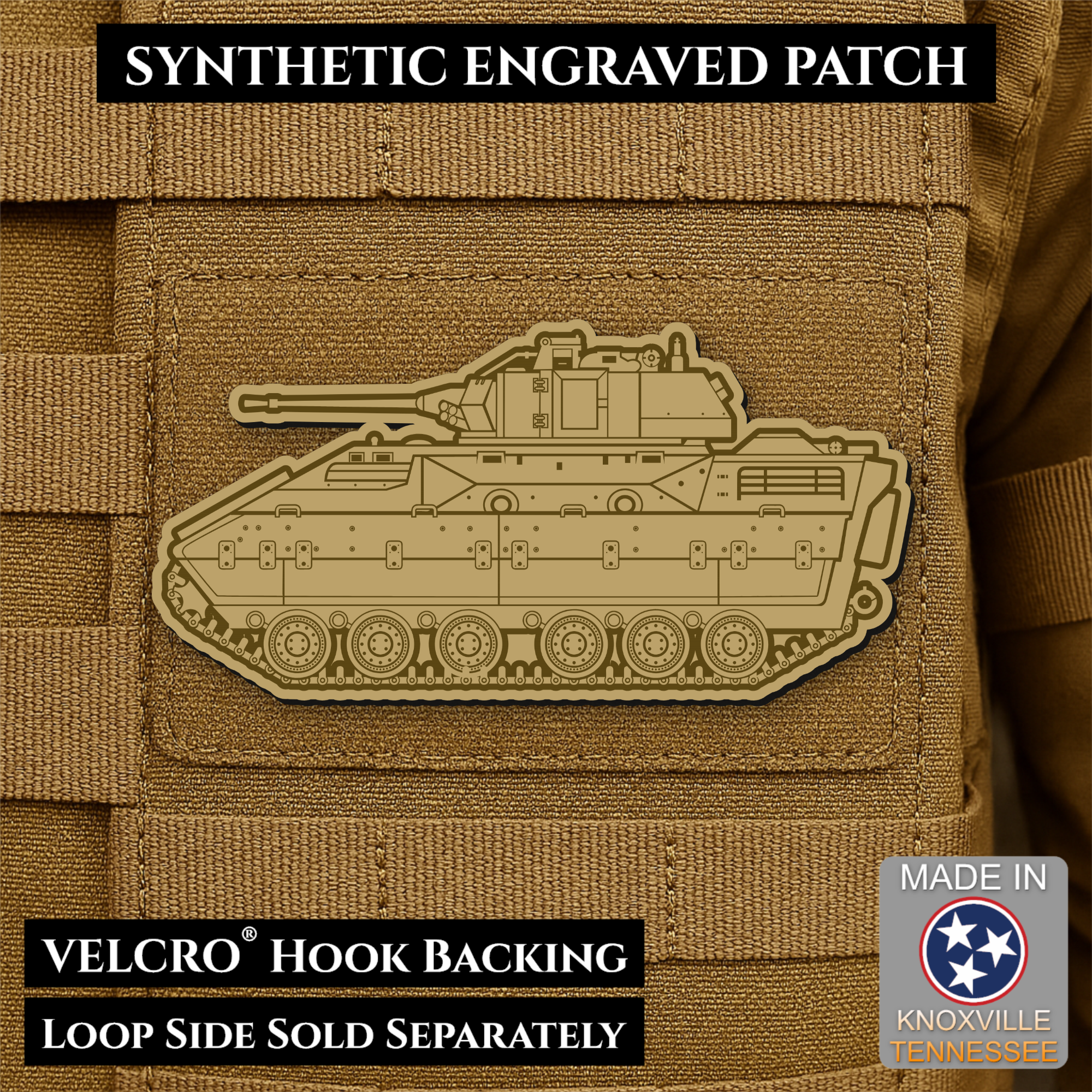 M2/M3 Bradley Fighting Vehicle Morale Patch, 1.4x3” | Made in USA | VELCRO® Brand Hook Backing