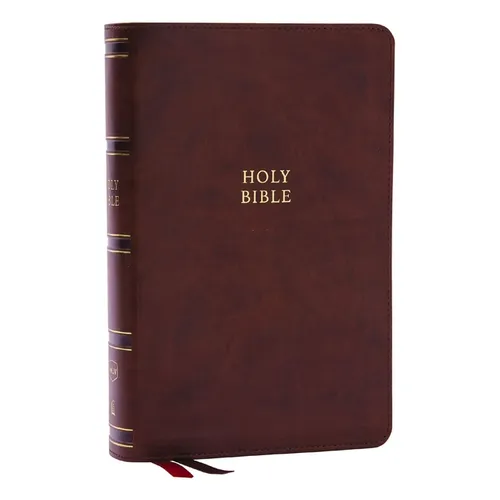 Nkjv, Single-Column Reference Bible, Verse-By-Verse, Brown Leathersoft, Red Letter, Comfort Print (Thumb Indexed) - Imitation Leather