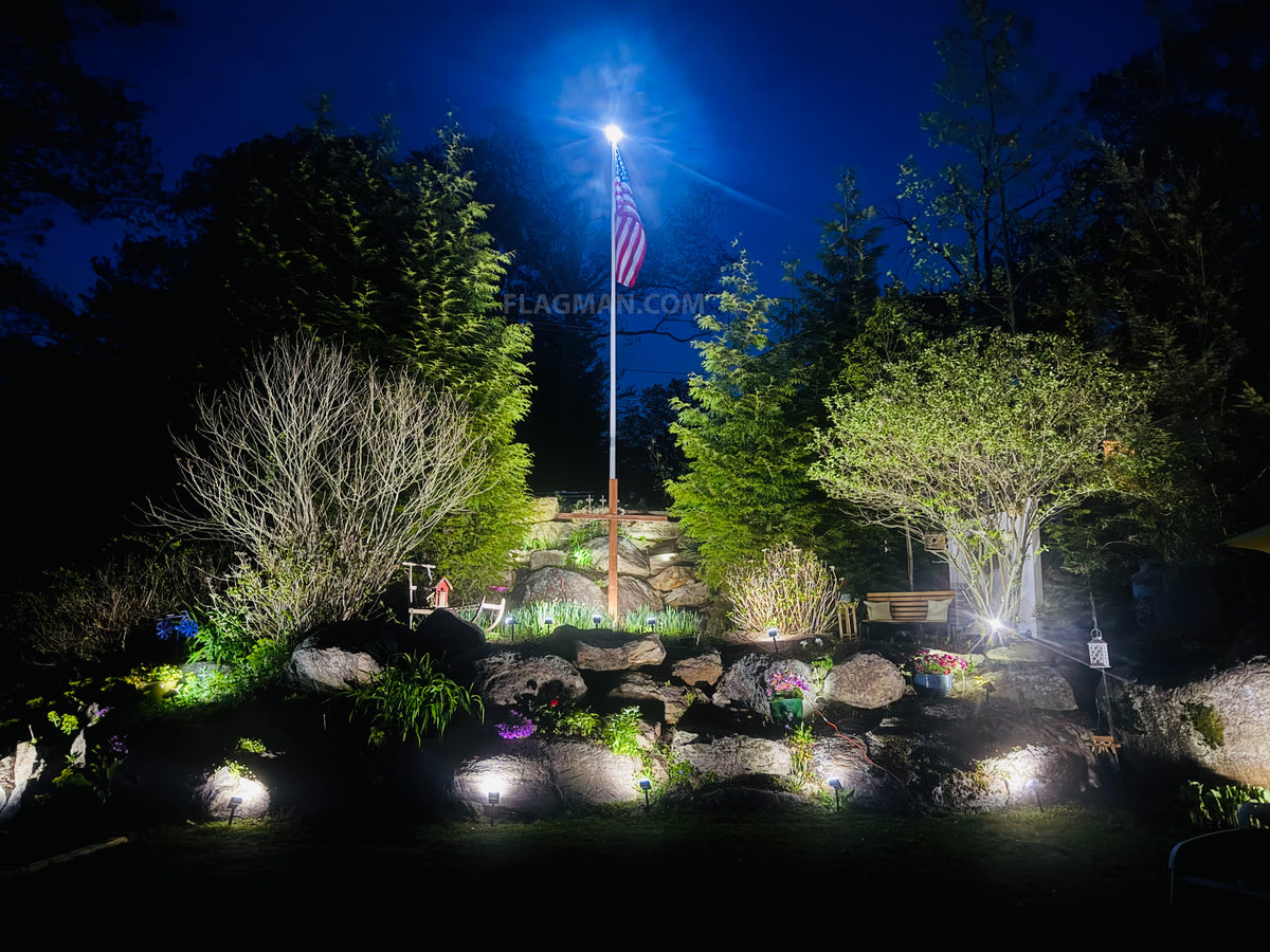 Quadruple-Row Solar Flagpole Top Light | 136-LED High-Output Flag Illumination