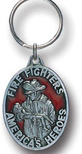 Firefighter American Hero Heavy Duty Metal Pewter Keychain Firefighter Key Chain