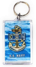 Navy 2x3 Acrylic Keychain w/1" Keyring Decal Logo Emblem United States US Military