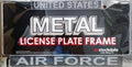 United States Air Force Military Metal License Plate Frame Chrome Tag Cover, Laser Acrylic Mirrored Inserts, Carbon Fiber Design, 12x6 Inch