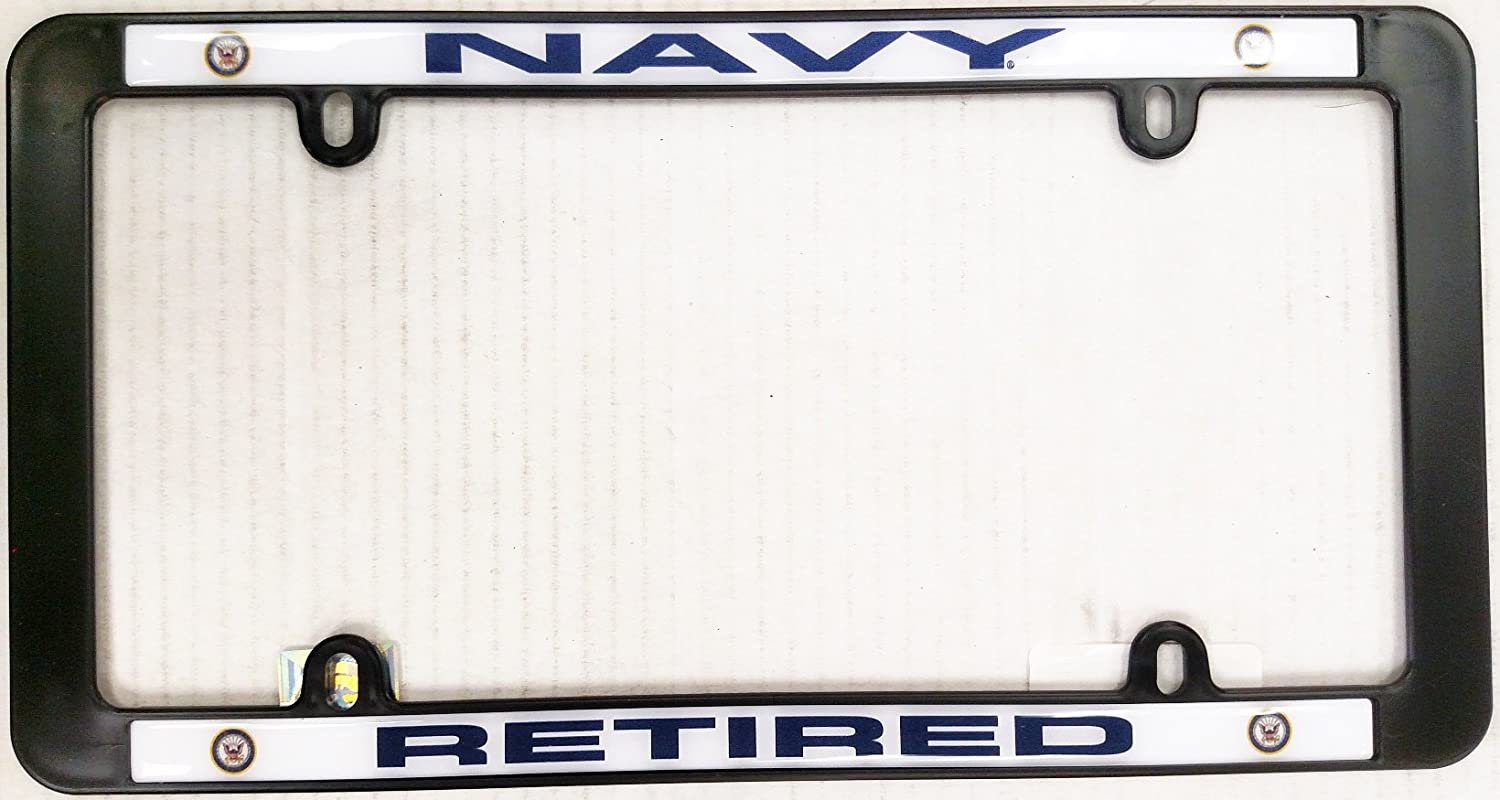 Navy Retired Black Plastic License Plate Frame Tag Cover United States Military