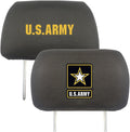 United States Army Military Pair of Premium Auto Head Rest Covers, Embroidered, Black Elastic, 14x10 Inch