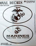 U.S. Marines 2-Piece White and Clear Euro Decal Sticker Set, 4x2.5 Inch Each, United States Military
