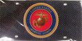 United States Marines Military Laser Tag License Plate, Carbon Fiber Design, Mirrored Acrylic, 12x6 Inch