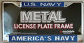 United States Navy Military Chrome Metal License Plate Frame Tag Cover, Laser Mirrored Inserts, 12x6 Inch