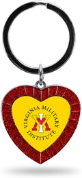Virginia Military Institute Keydets NCAA Rhinestone Heart Colored Keychain, Red, 3-inches in length
