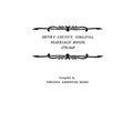 Henry County, Virginia, Marriage Bonds, 1778-1849