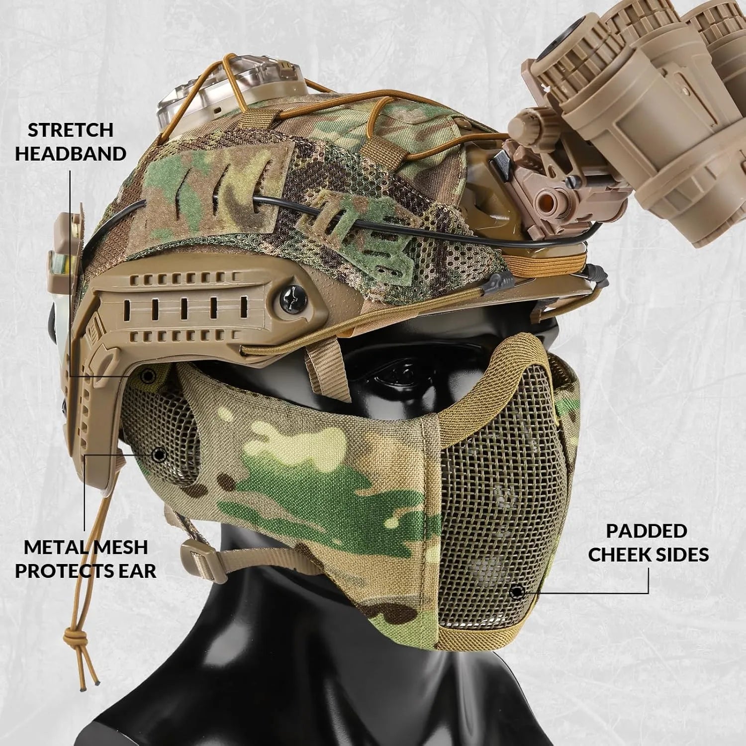 Votagoo Airsoft Mesh Mask Tactical Foldable Half Mesh Mask