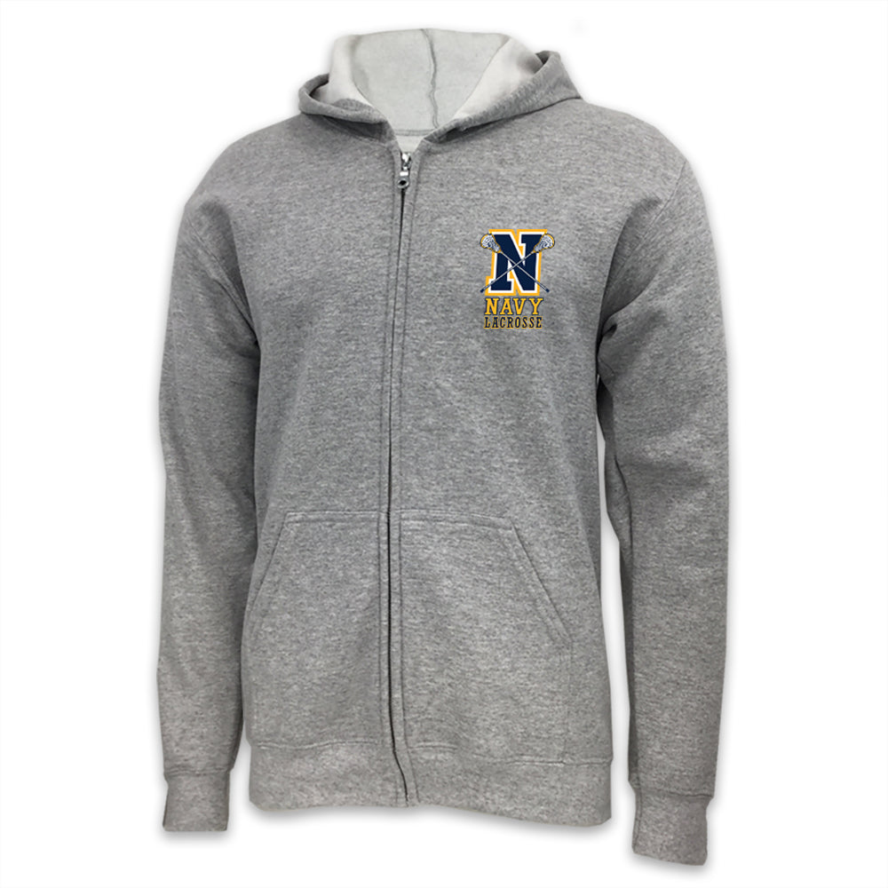 Navy Lacrosse Logo Full Zip (Grey)
