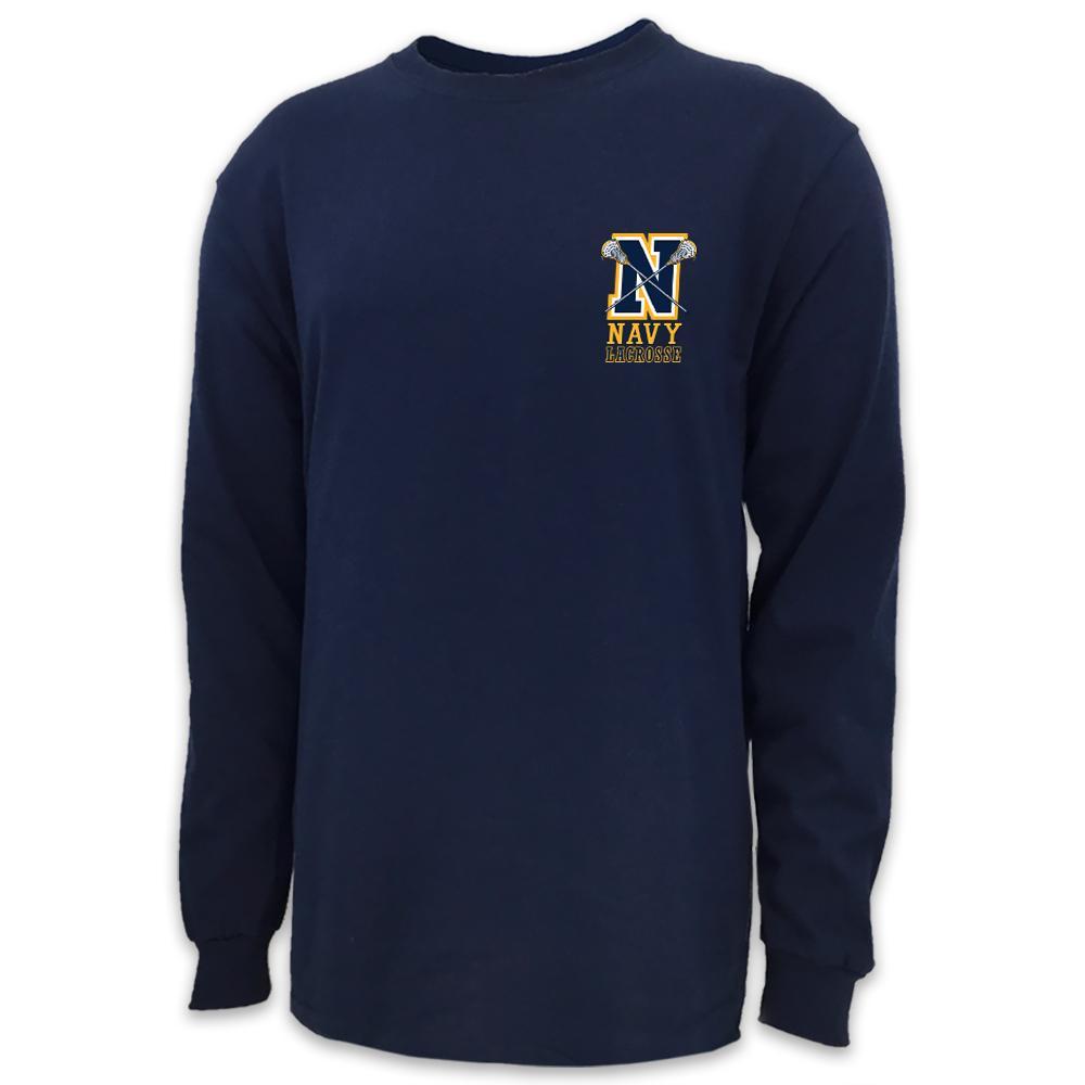 Navy Lacrosse Logo Long Sleeve T