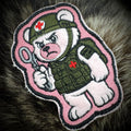 Dead Inside Bear - IDFC BEARS - 4" Fuzzy Embroidered Patch - Pink