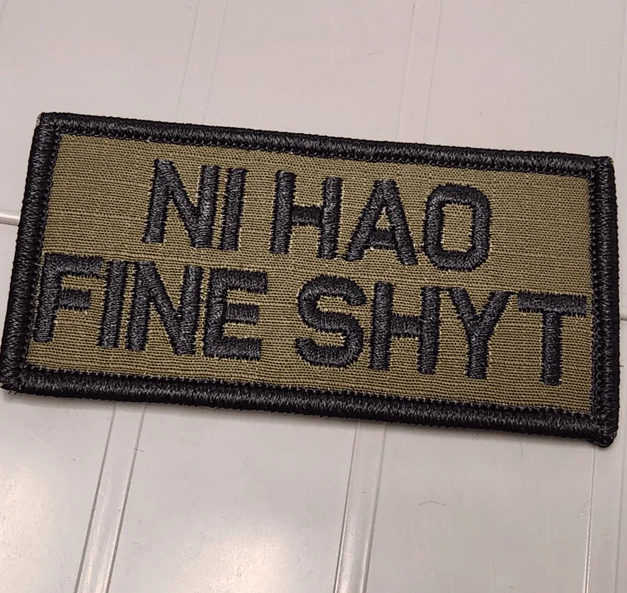 ASOS - NI HAO FINE SHYT - 2x4 Patch - Olive Drab w/Black