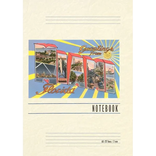 Vintage Lined Notebook Greetings from Miami, Florida - Paperback