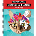 Brain Games - Sticker by Number: Animals (28 Images to Sticker) - Spiral