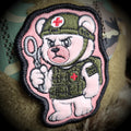 Dead Inside Bear - IDFC BEARS - 4" Fuzzy Embroidered Patch - Pink