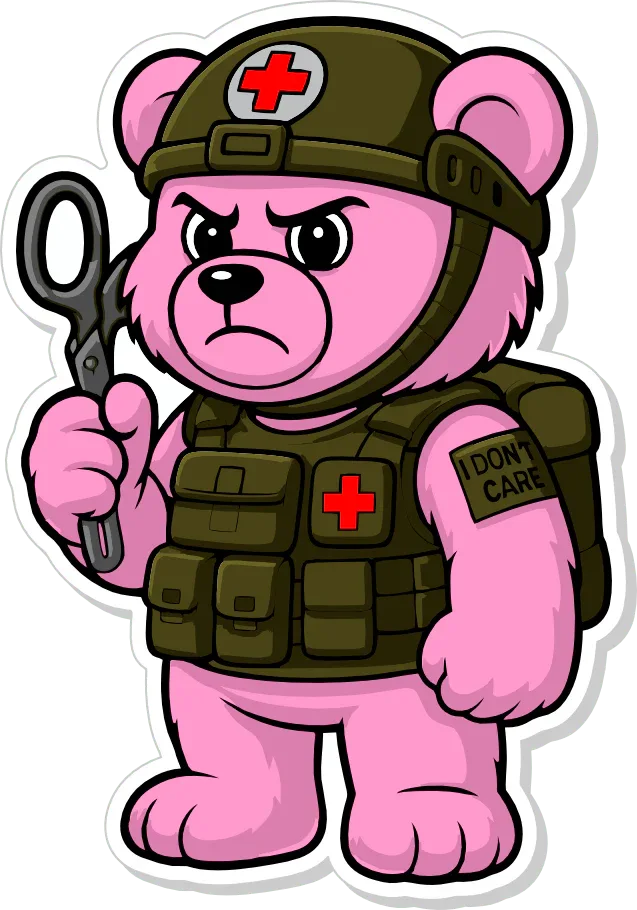 Dead Inside Bear - IDFC BEARS  - 3.75" Sticker - Pink